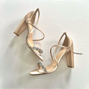 Jewel Badgley Mischka Strappy Satin Heels